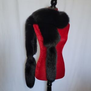 90" Authentic Black Fox Fur Double Boa Luxurious w/Removable Tail Ends NWOT
